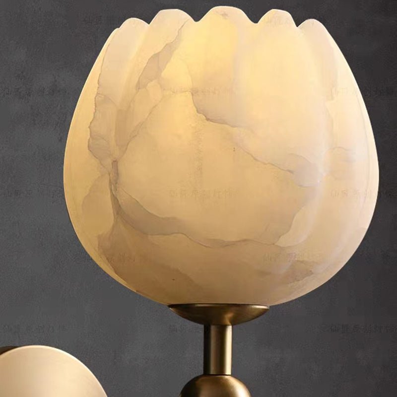Marble Rose Wall Lamp | Floral Design Wall Light | Marble & Copper Finish | E14 LED Fixture | Decorative Indoor Lighting
