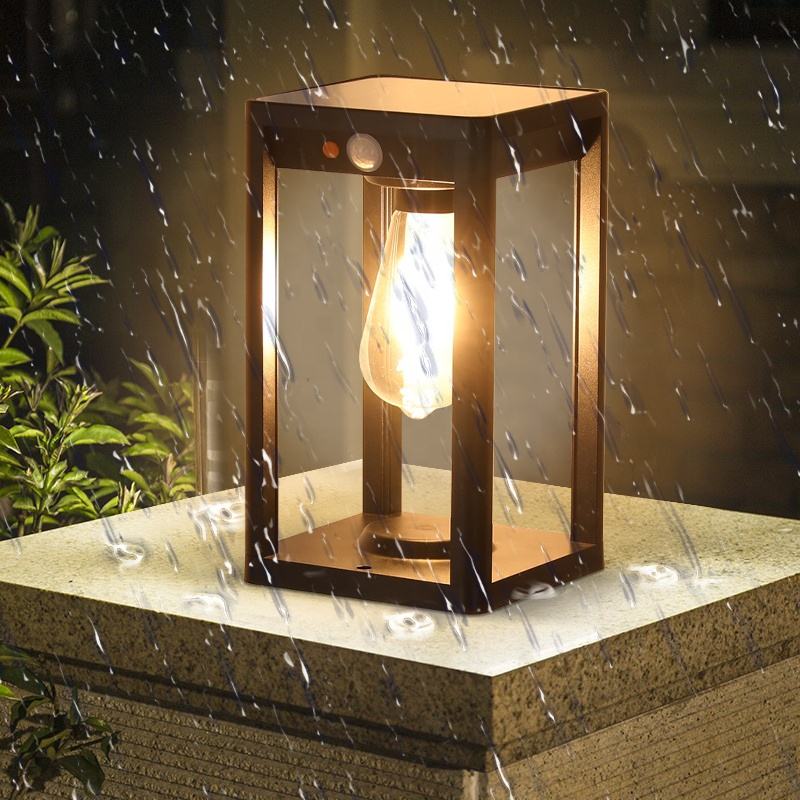 Solar Pillar Lamp Outdoor LED Light with Motion Sensor | Waterproof Aluminum Garden Post Light | Dimmable Solar Lighting IP55