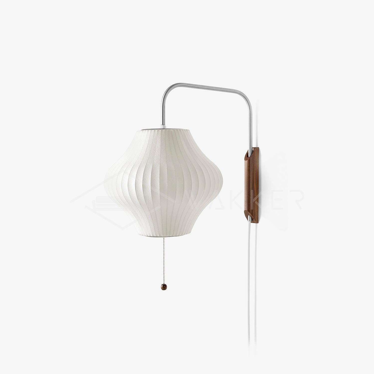 Nelson Wall Sconce | Mid-Century Modern Wall Light | Walnut & Metal Fixture | E26/E27 Ambient Indoor Lighting