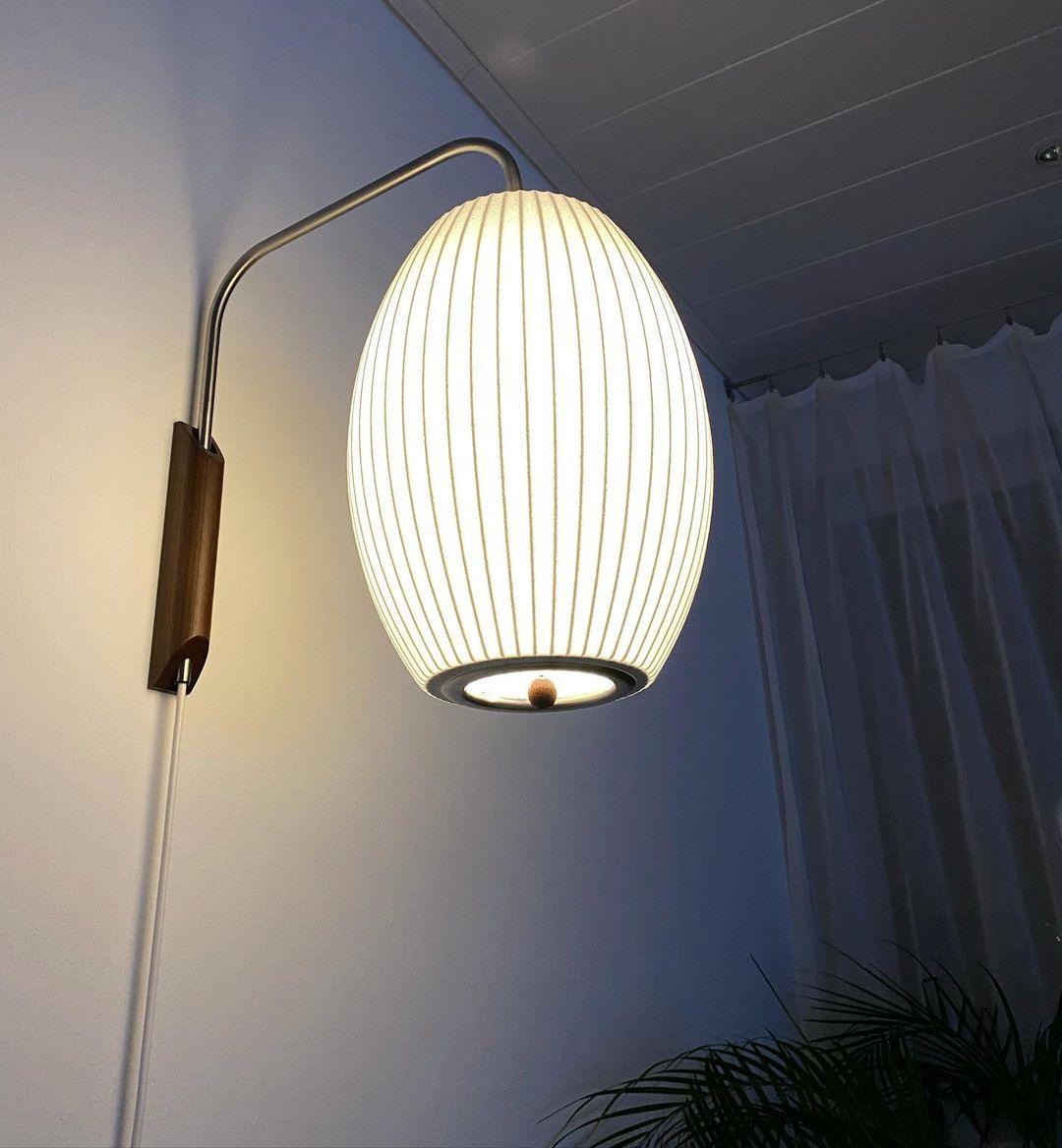 Nelson Wall Sconce | Mid-Century Modern Wall Light | Walnut & Metal Fixture | E26/E27 Ambient Indoor Lighting