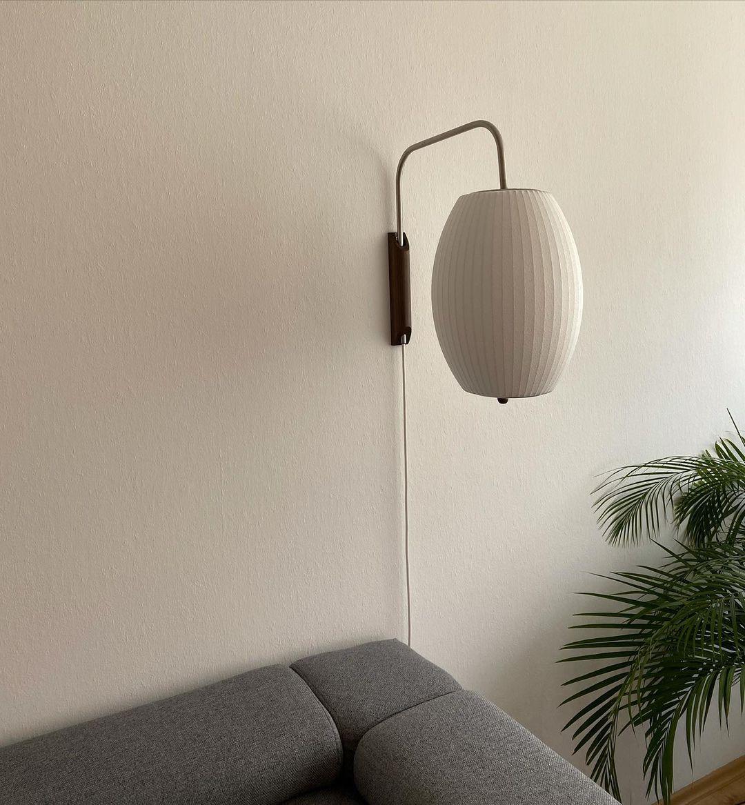 Nelson Wall Sconce | Mid-Century Modern Wall Light | Walnut & Metal Fixture | E26/E27 Ambient Indoor Lighting