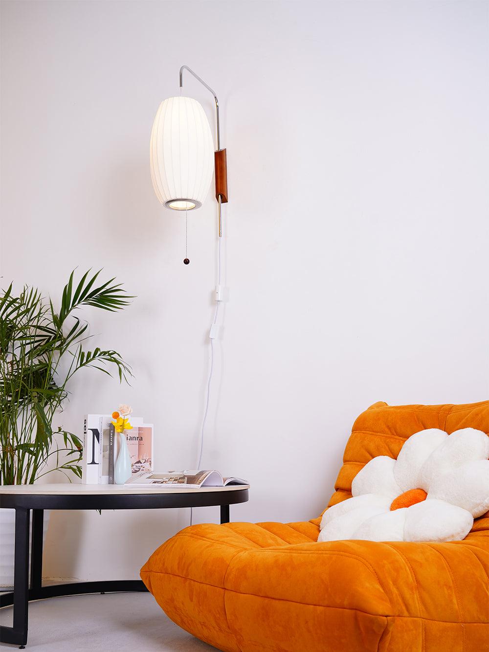 Nelson Wall Sconce | Mid-Century Modern Wall Light | Walnut & Metal Fixture | E26/E27 Ambient Indoor Lighting