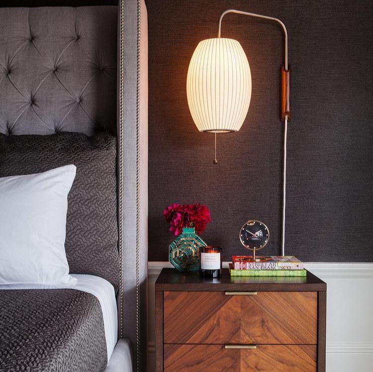 Nelson Wall Sconce | Mid-Century Modern Wall Light | Walnut & Metal Fixture | E26/E27 Ambient Indoor Lighting