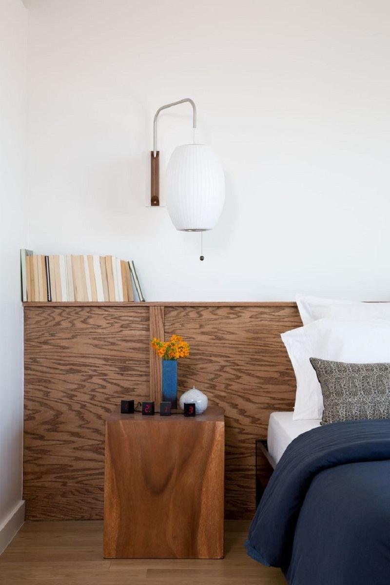 Nelson Wall Sconce | Mid-Century Modern Wall Light | Walnut & Metal Fixture | E26/E27 Ambient Indoor Lighting