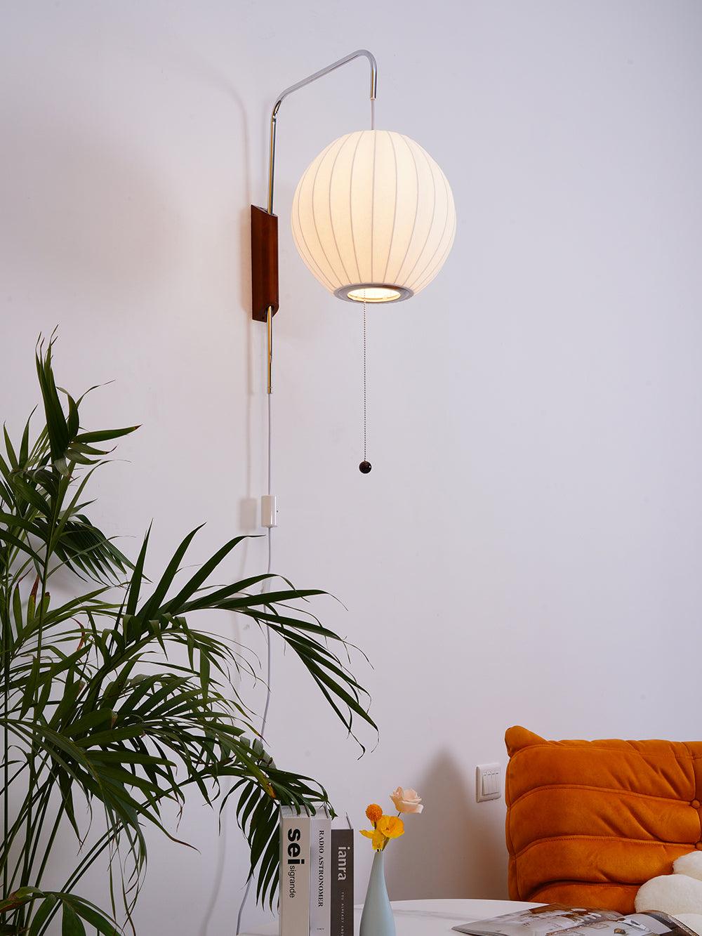 Nelson Wall Sconce | Mid-Century Modern Wall Light | Walnut & Metal Fixture | E26/E27 Ambient Indoor Lighting