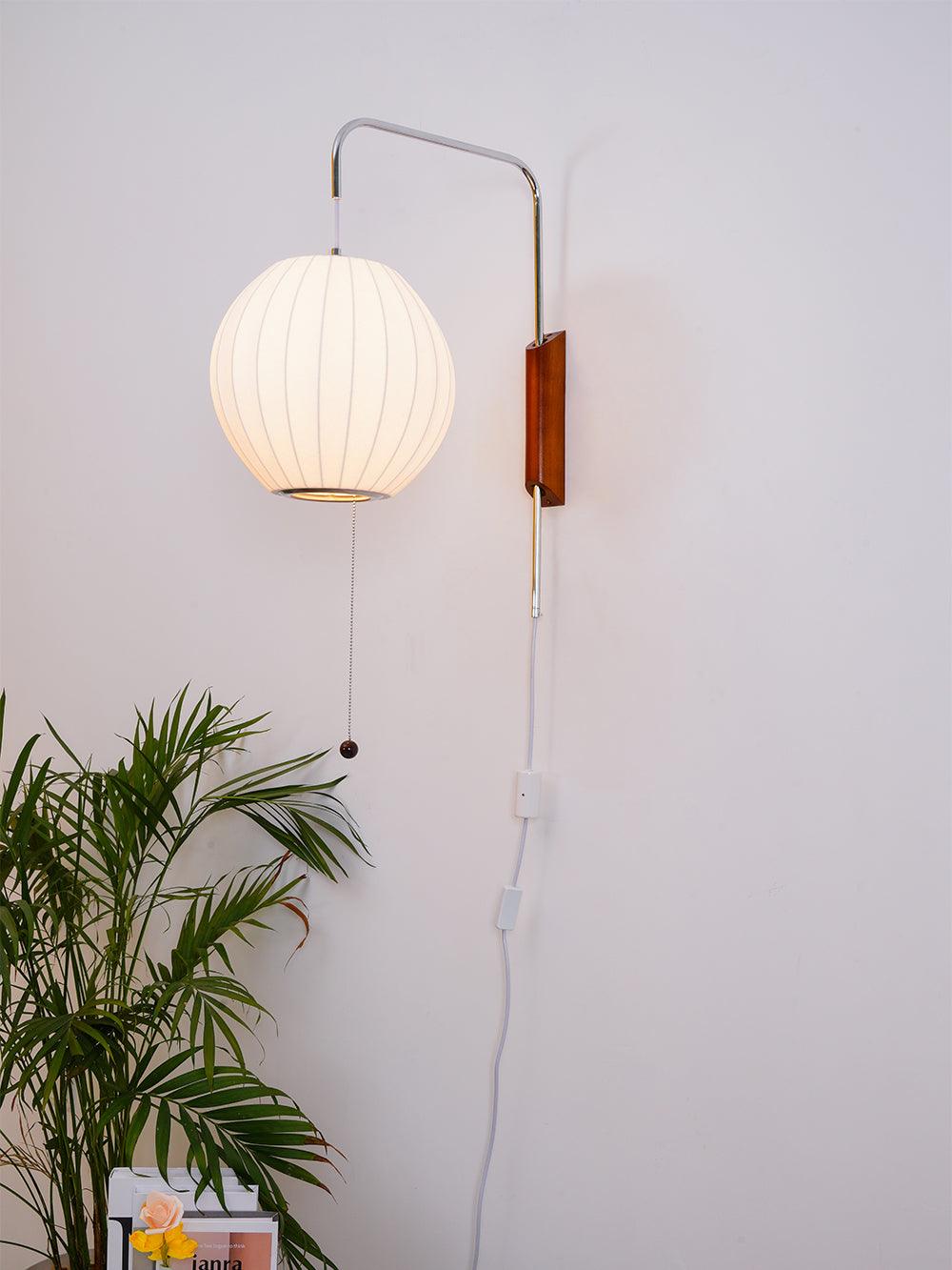 Nelson Wall Sconce | Mid-Century Modern Wall Light | Walnut & Metal Fixture | E26/E27 Ambient Indoor Lighting
