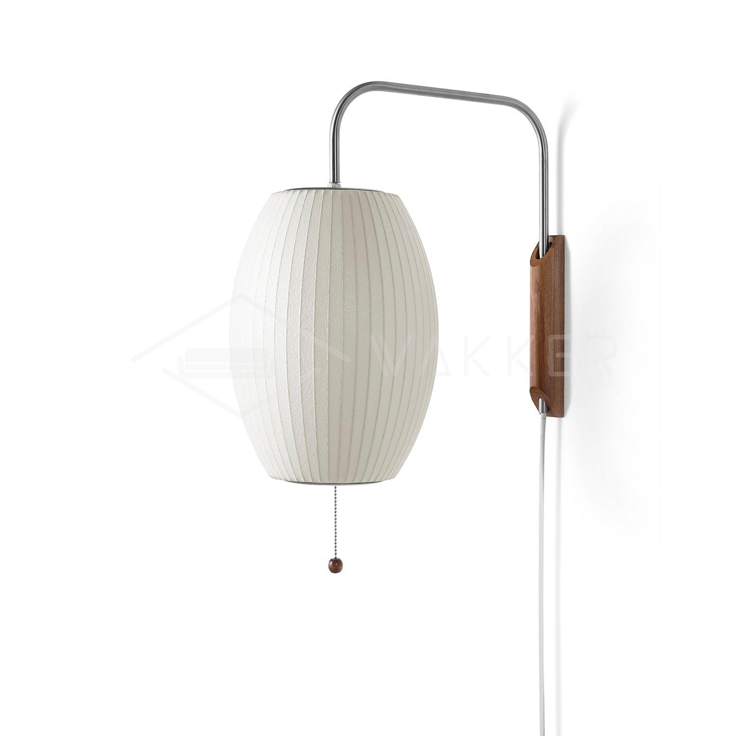 Nelson Wall Sconce | Mid-Century Modern Wall Light | Walnut & Metal Fixture | E26/E27 Ambient Indoor Lighting