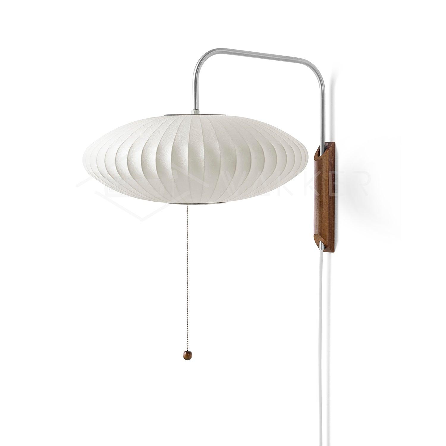 Nelson Wall Sconce | Mid-Century Modern Wall Light | Walnut & Metal Fixture | E26/E27 Ambient Indoor Lighting