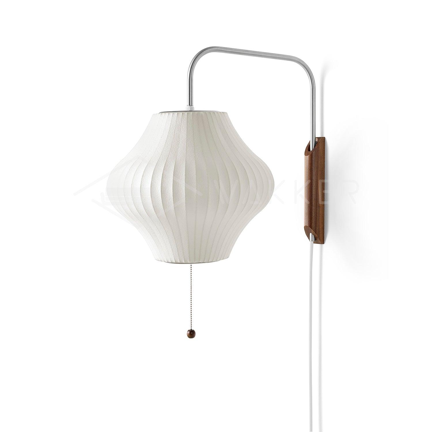 Nelson Wall Sconce | Mid-Century Modern Wall Light | Walnut & Metal Fixture | E26/E27 Ambient Indoor Lighting