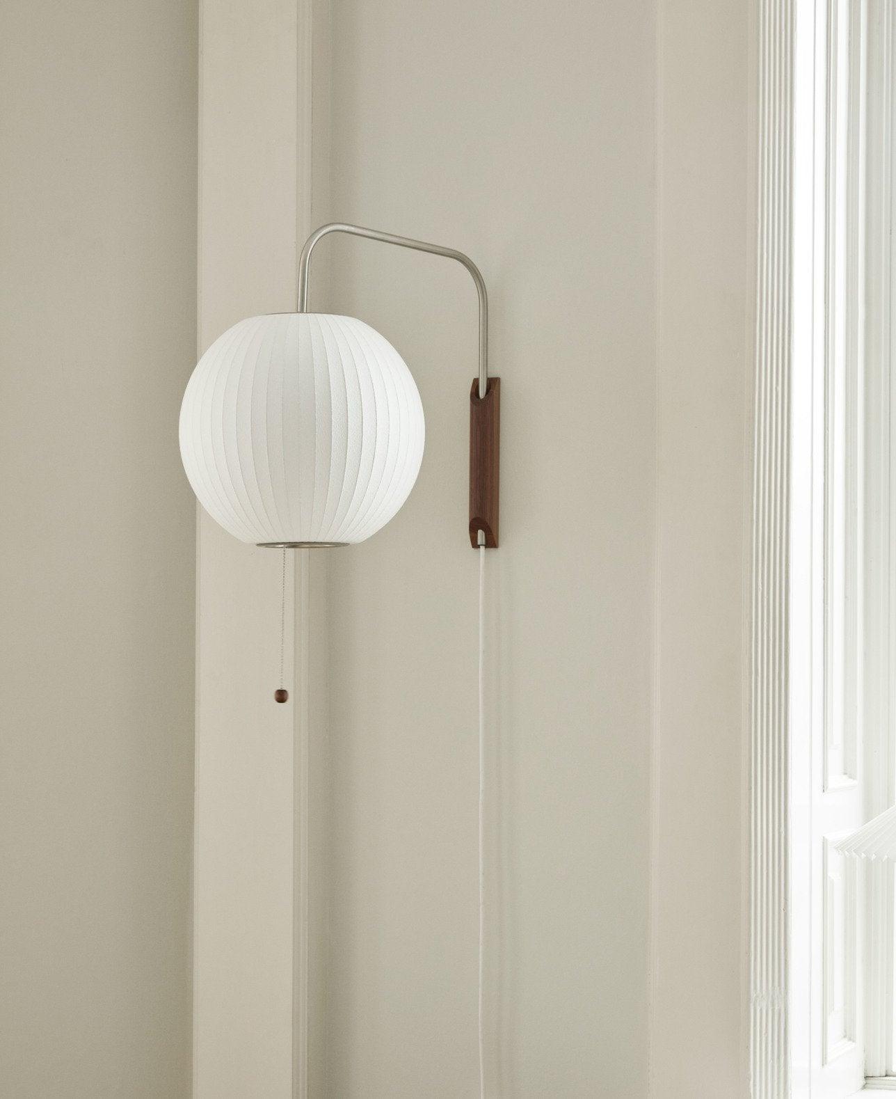 Nelson Wall Sconce | Mid-Century Modern Wall Light | Walnut & Metal Fixture | E26/E27 Ambient Indoor Lighting