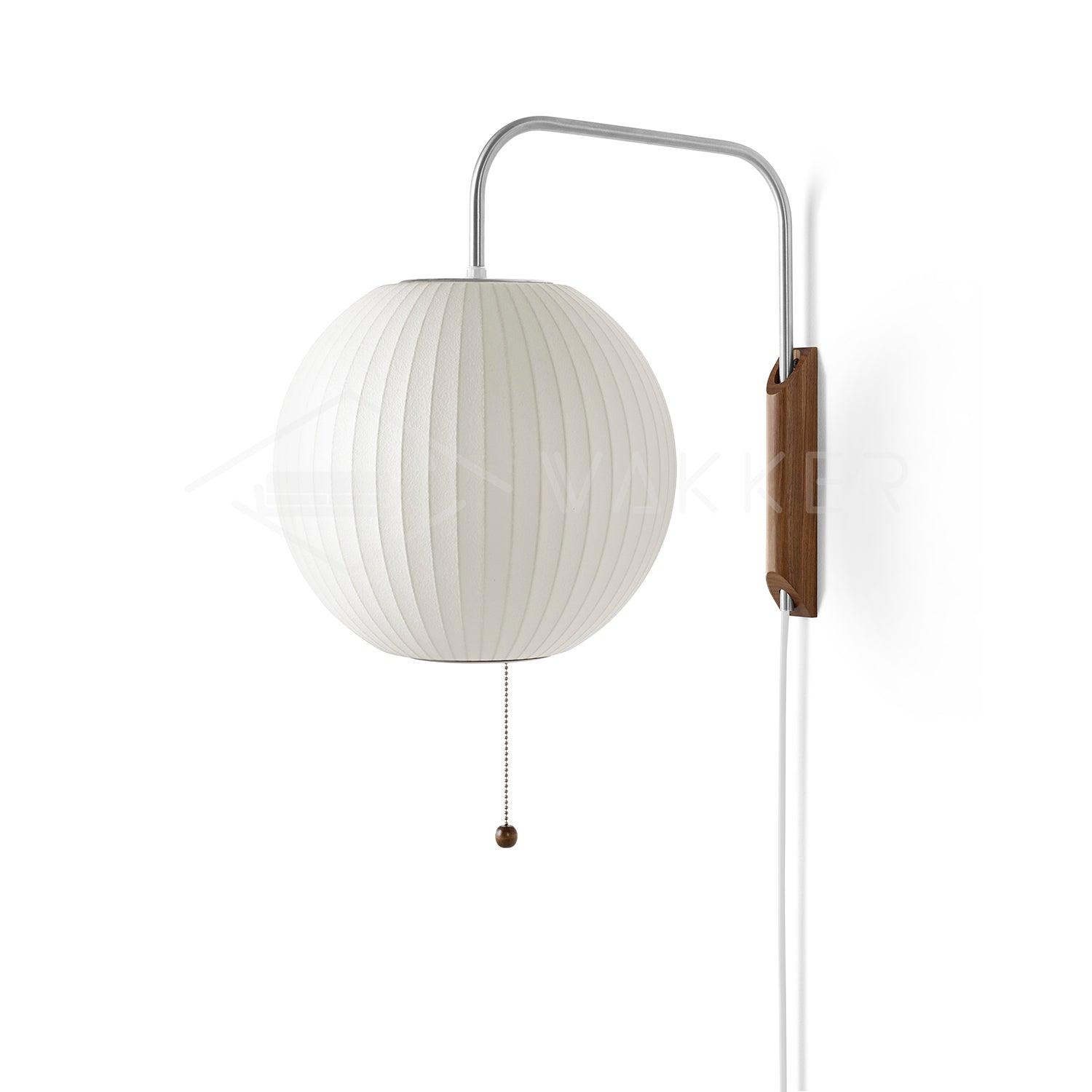 Nelson Wall Sconce | Mid-Century Modern Wall Light | Walnut & Metal Fixture | E26/E27 Ambient Indoor Lighting
