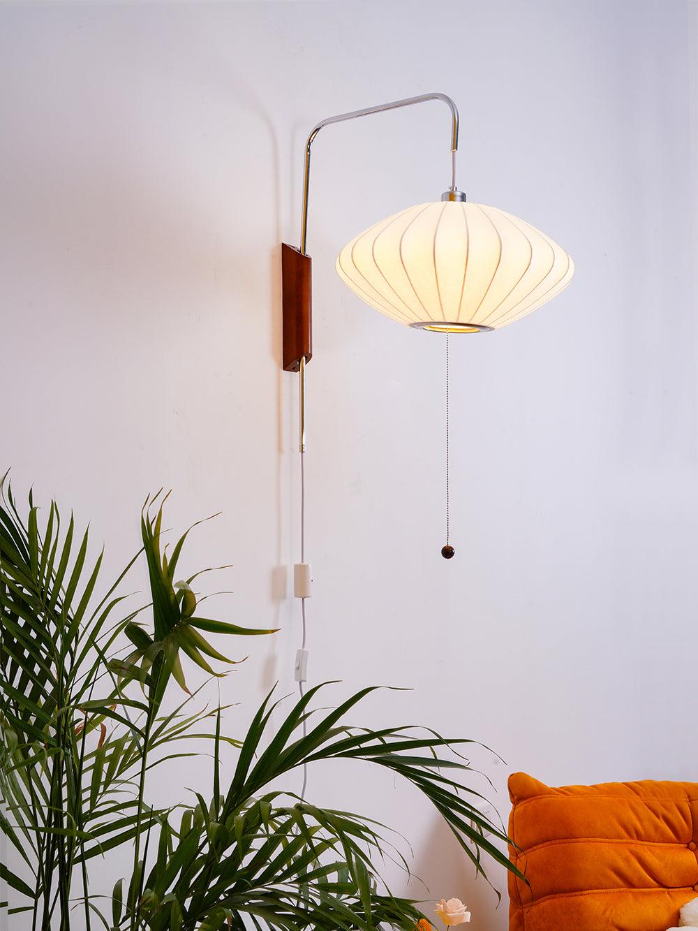 Nelson Wall Sconce | Mid-Century Modern Wall Light | Walnut & Metal Fixture | E26/E27 Ambient Indoor Lighting