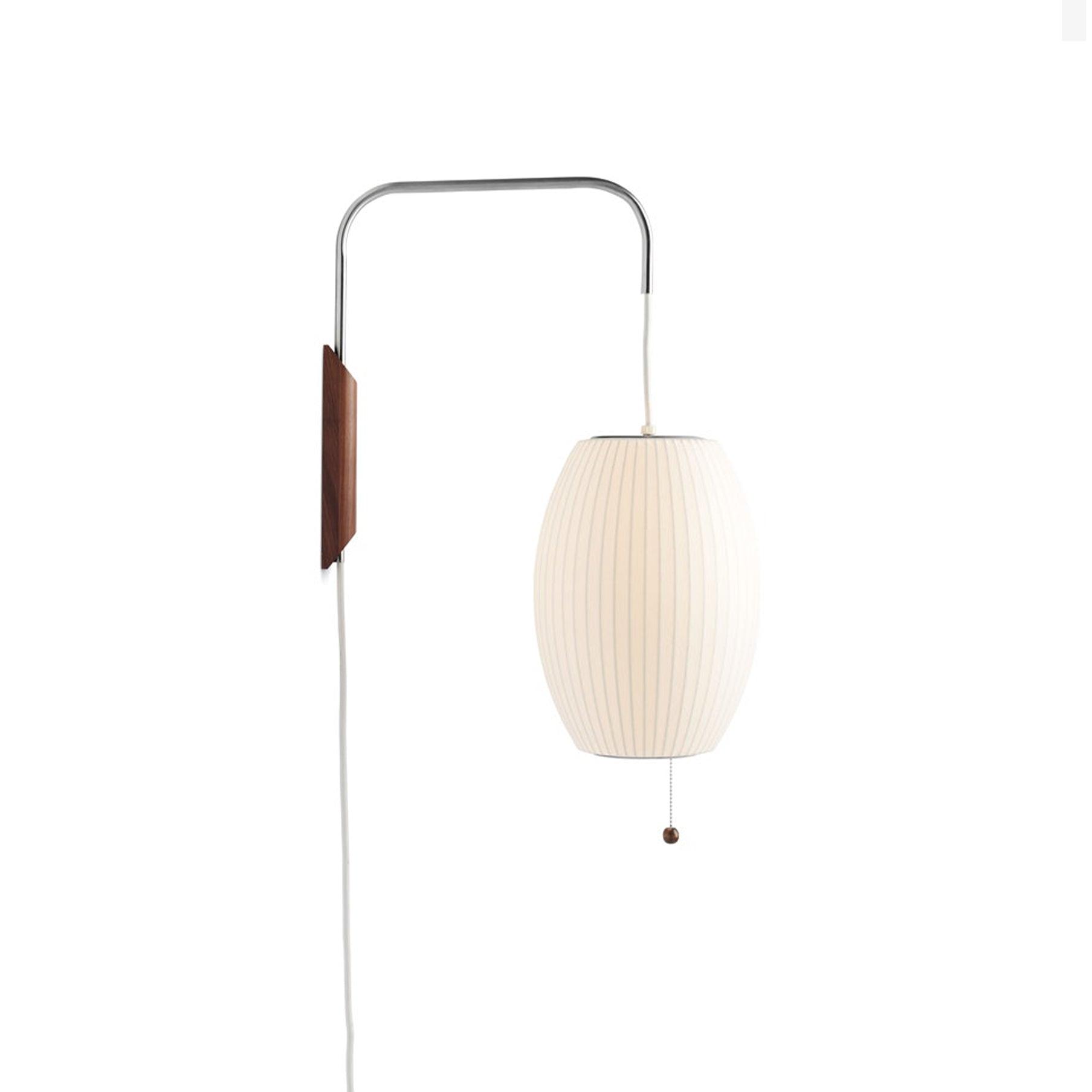 Nelson Wall Sconce | Mid-Century Modern Wall Light | Walnut & Metal Fixture | E26/E27 Ambient Indoor Lighting