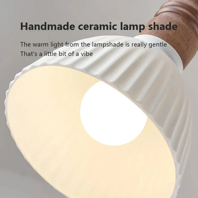 Cream Wood Pendant Lamp Scandinavian Natural Design | Solid Wood Look | E27 LED Compatible | Multiple Sizes Indoor Lighting