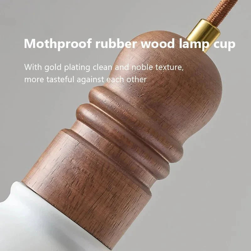 Cream Wood Pendant Lamp Scandinavian Natural Design | Solid Wood Look | E27 LED Compatible | Multiple Sizes Indoor Lighting