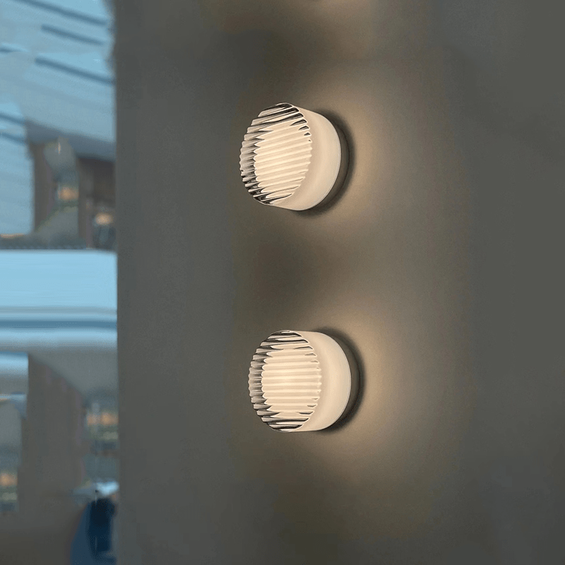 Modern Round LED Wall Lamp Indoor & Outdoor | Up Down Ambient Light | Acrylic Aluminum | Waterproof Compact Wall Sconce