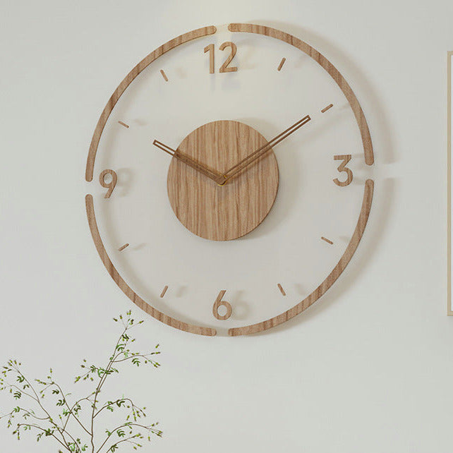Scandinavian Wooden Wall Clock 35 cm for Modern Interior Decor | Solid Wood Design | Silent Quartz Movement