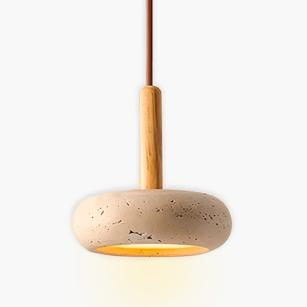 OSHO Stone Pendant Lamp Yellow Travertine Hanging Light | Natural Stone LED Pendant | Neutral & 3-Color Light | Indoor Ceiling Lighting