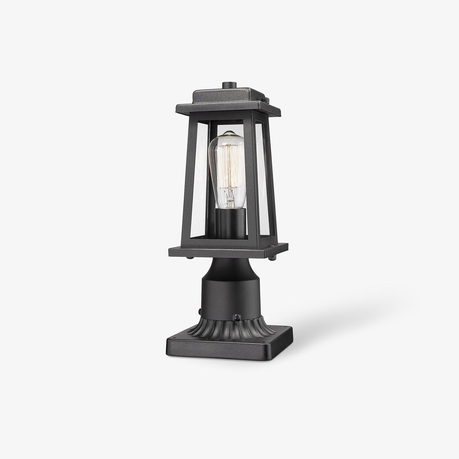 Outdoor Lantern Post Light Black Metal Glass Garden Lamp | E26/E27 Base | IP44 Weather Resistant | Classic Exterior Lighting