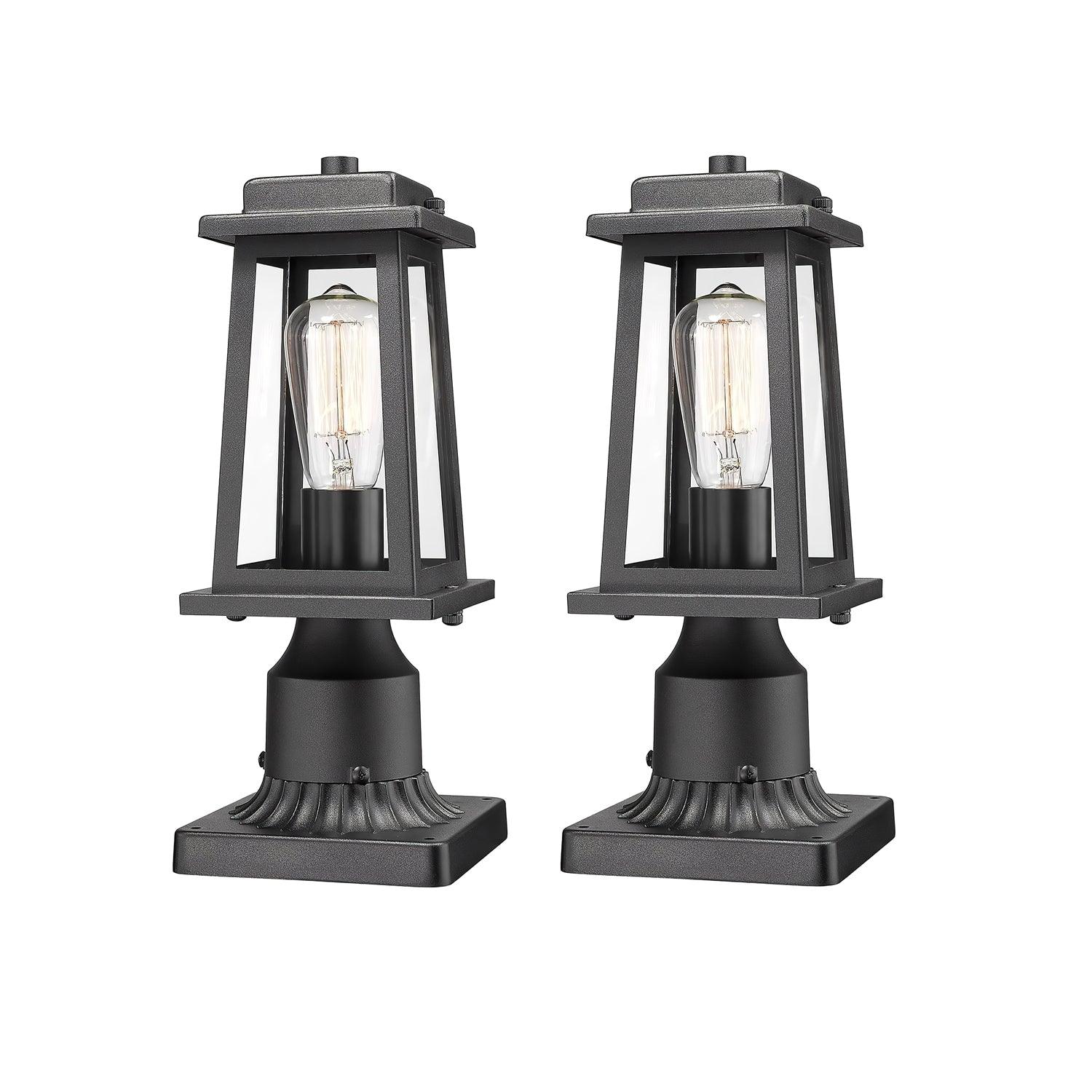 Outdoor Lantern Post Light Black Metal Glass Garden Lamp | E26/E27 Base | IP44 Weather Resistant | Classic Exterior Lighting