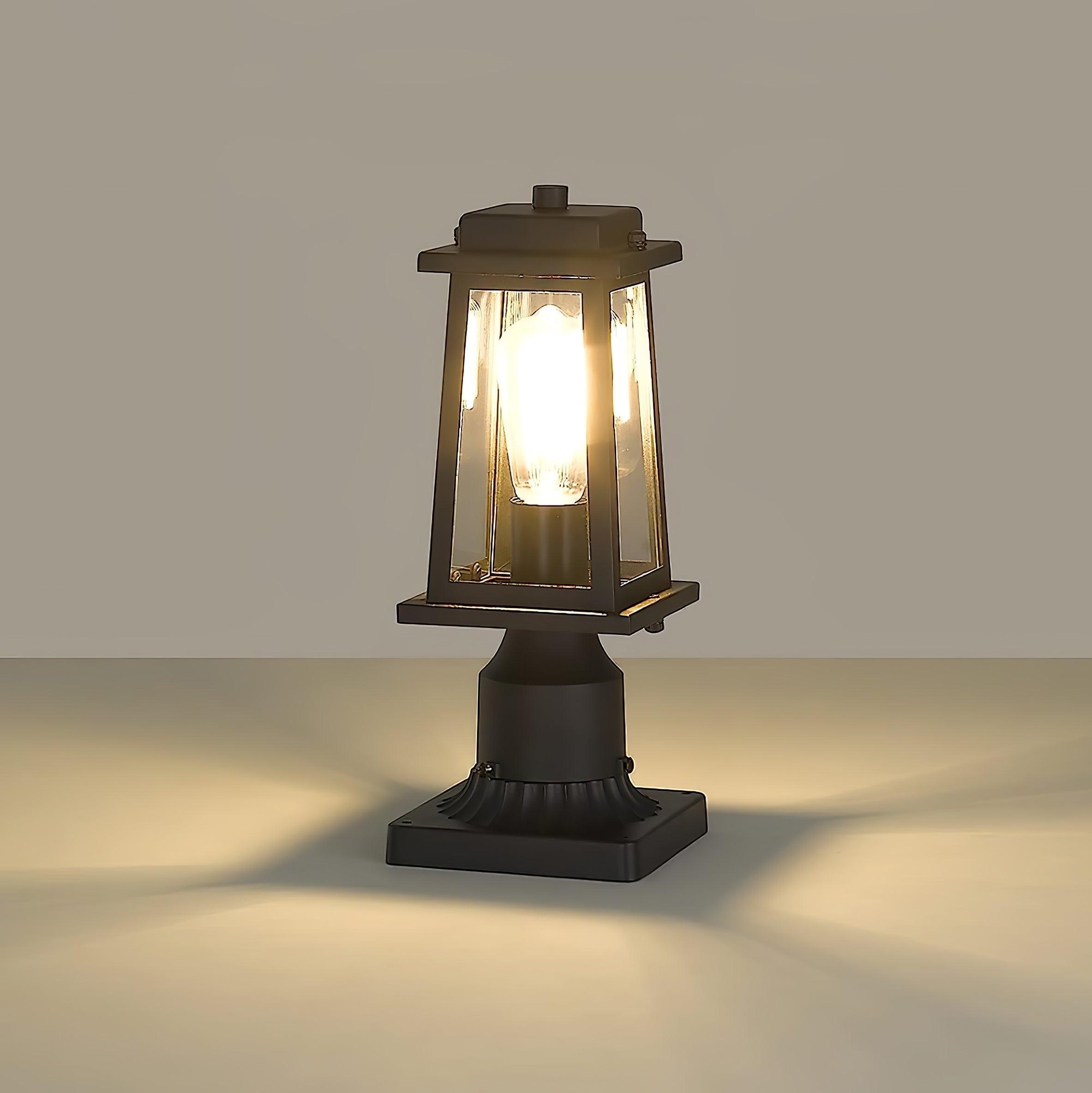 Outdoor Lantern Post Light Black Metal Glass Garden Lamp | E26/E27 Base | IP44 Weather Resistant | Classic Exterior Lighting