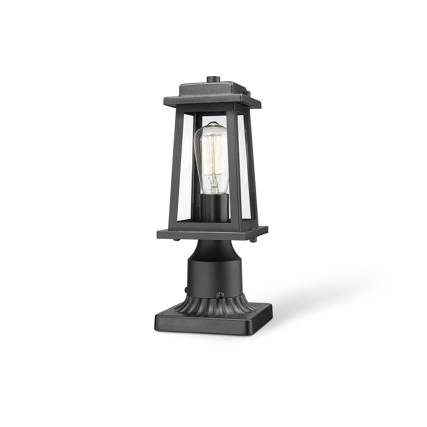 Outdoor Lantern Post Light Black Metal Glass Garden Lamp | E26/E27 Base | IP44 Weather Resistant | Classic Exterior Lighting