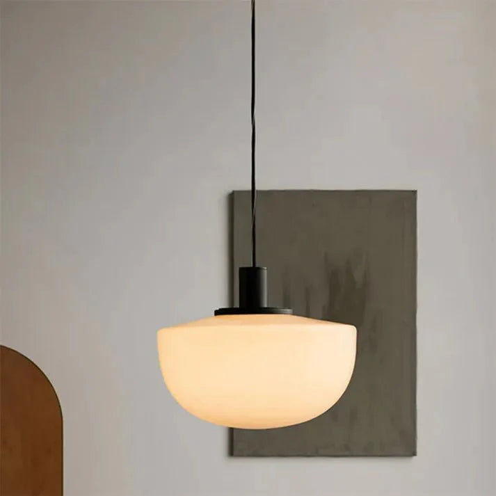 Modern Globe Glass Pendant Lamp Minimalist Design | E27 Ceiling Light Fixture | Metal Frame | Adjustable Hanging | 22–35cm
