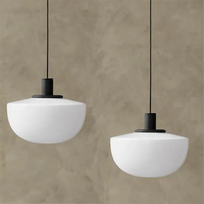 Modern Globe Glass Pendant Lamp Minimalist Design | E27 Ceiling Light Fixture | Metal Frame | Adjustable Hanging | 22–35cm
