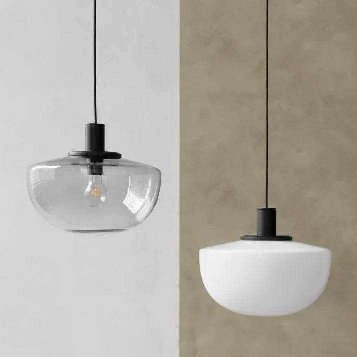 Modern Globe Glass Pendant Lamp Minimalist Design | E27 Ceiling Light Fixture | Metal Frame | Adjustable Hanging | 22–35cm