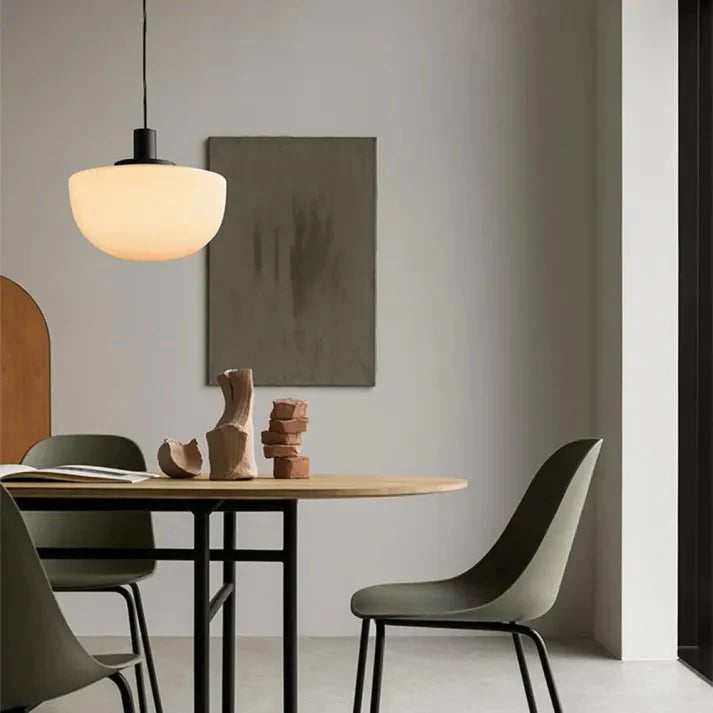 Modern Globe Glass Pendant Lamp Minimalist Design | E27 Ceiling Light Fixture | Metal Frame | Adjustable Hanging | 22–35cm