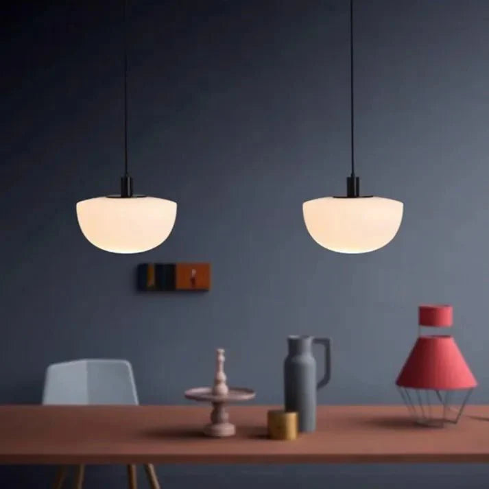 Modern Globe Glass Pendant Lamp Minimalist Design | E27 Ceiling Light Fixture | Metal Frame | Adjustable Hanging | 22–35cm