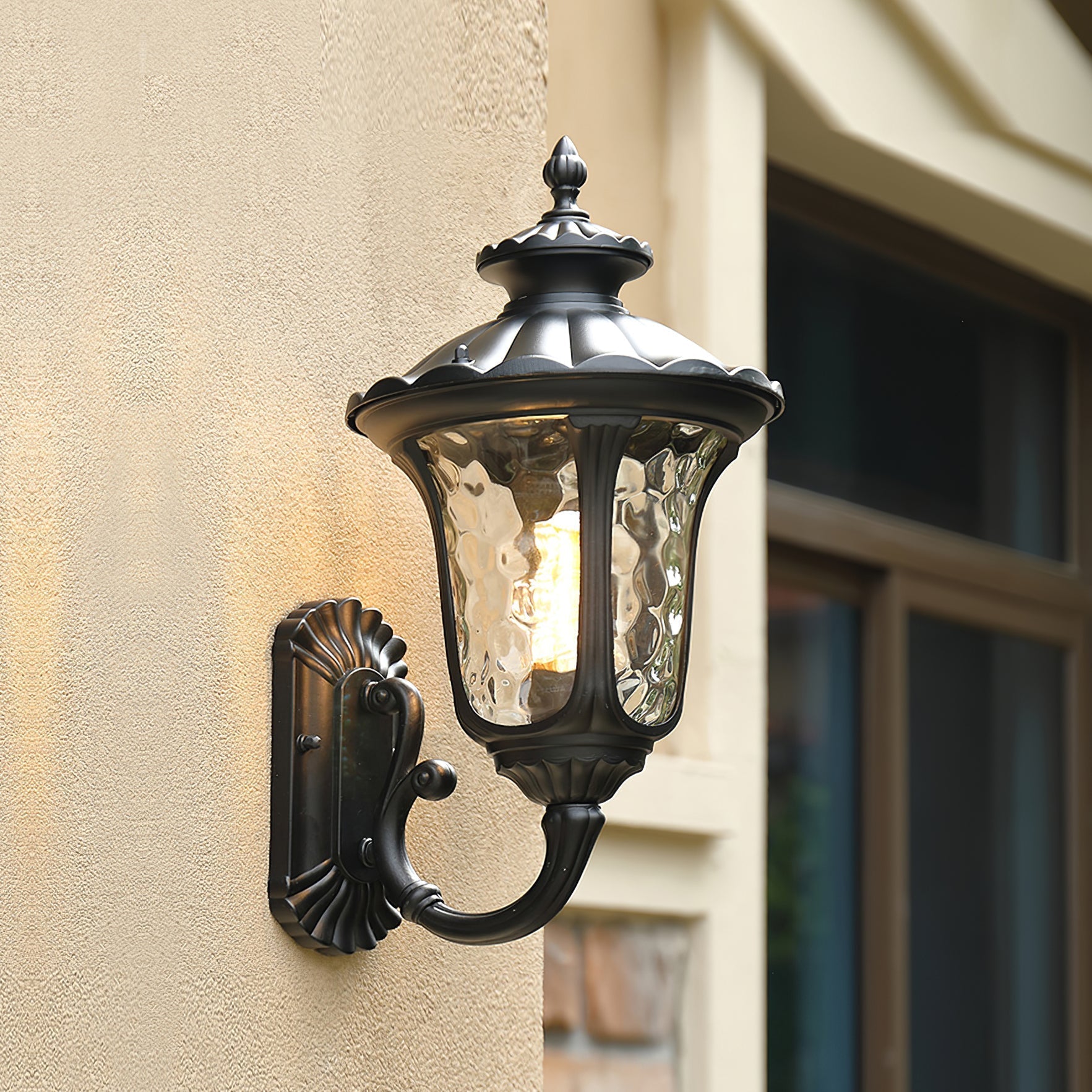 Verenia Retro Outdoor Wall Lamp IP65 | Waterproof Matte Glass Facade Light | E27 LED Black