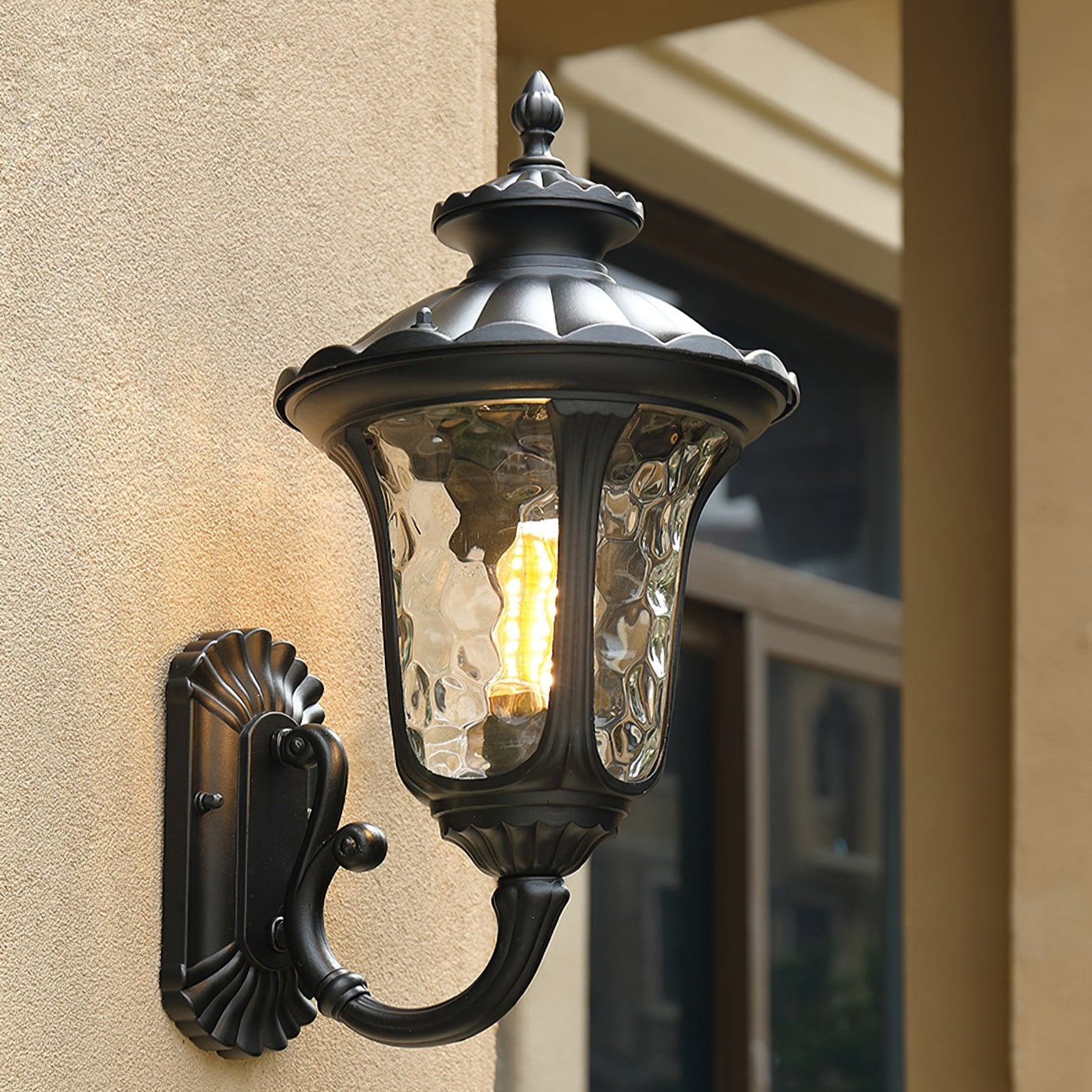 Verenia Retro Outdoor Wall Lamp IP65 | Waterproof Matte Glass Facade Light | E27 LED Black