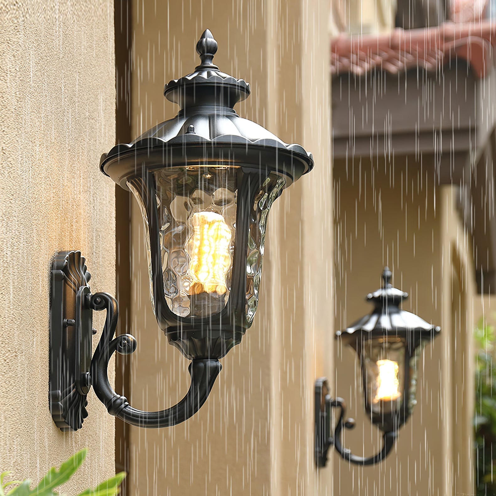 Verenia Retro Outdoor Wall Lamp IP65 | Waterproof Matte Glass Facade Light | E27 LED Black