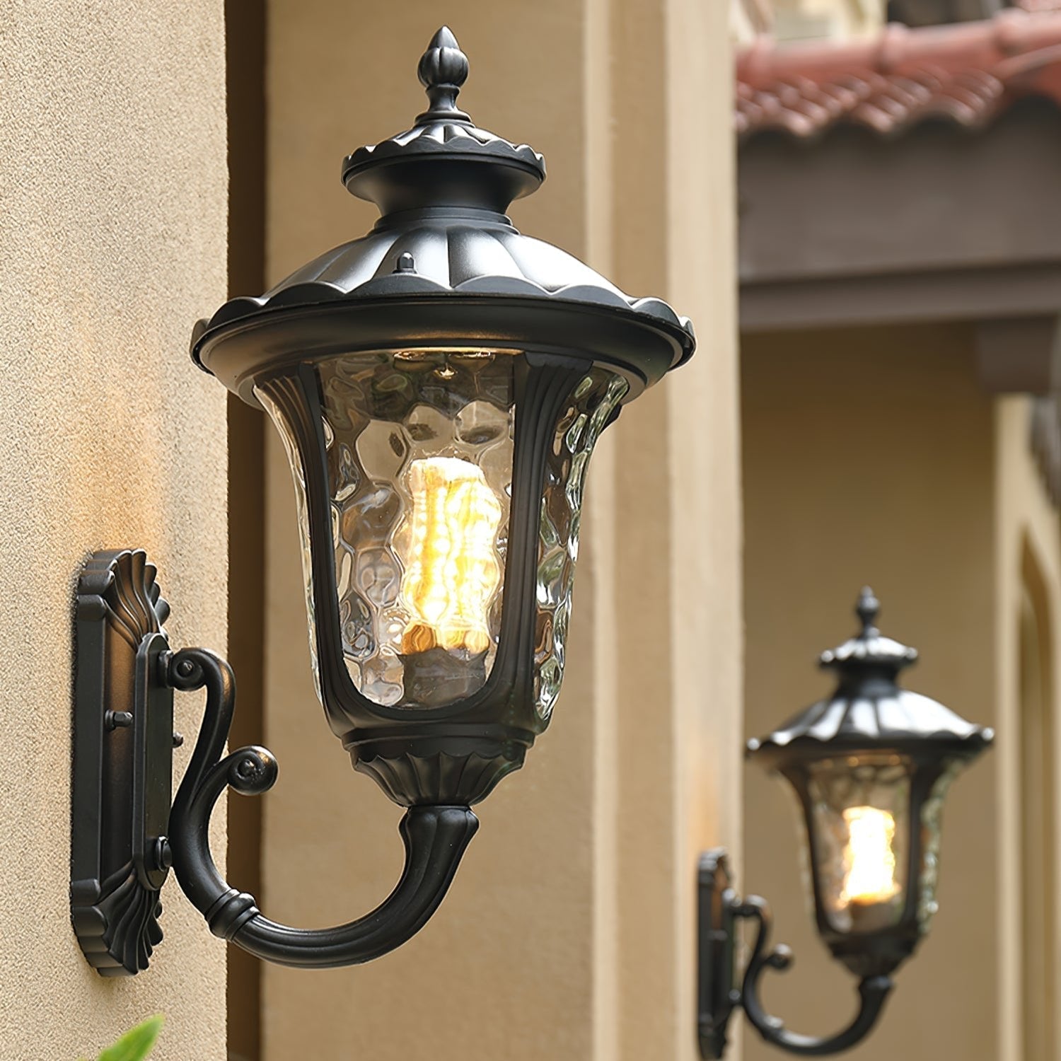 Verenia Retro Outdoor Wall Lamp IP65 | Waterproof Matte Glass Facade Light | E27 LED Black