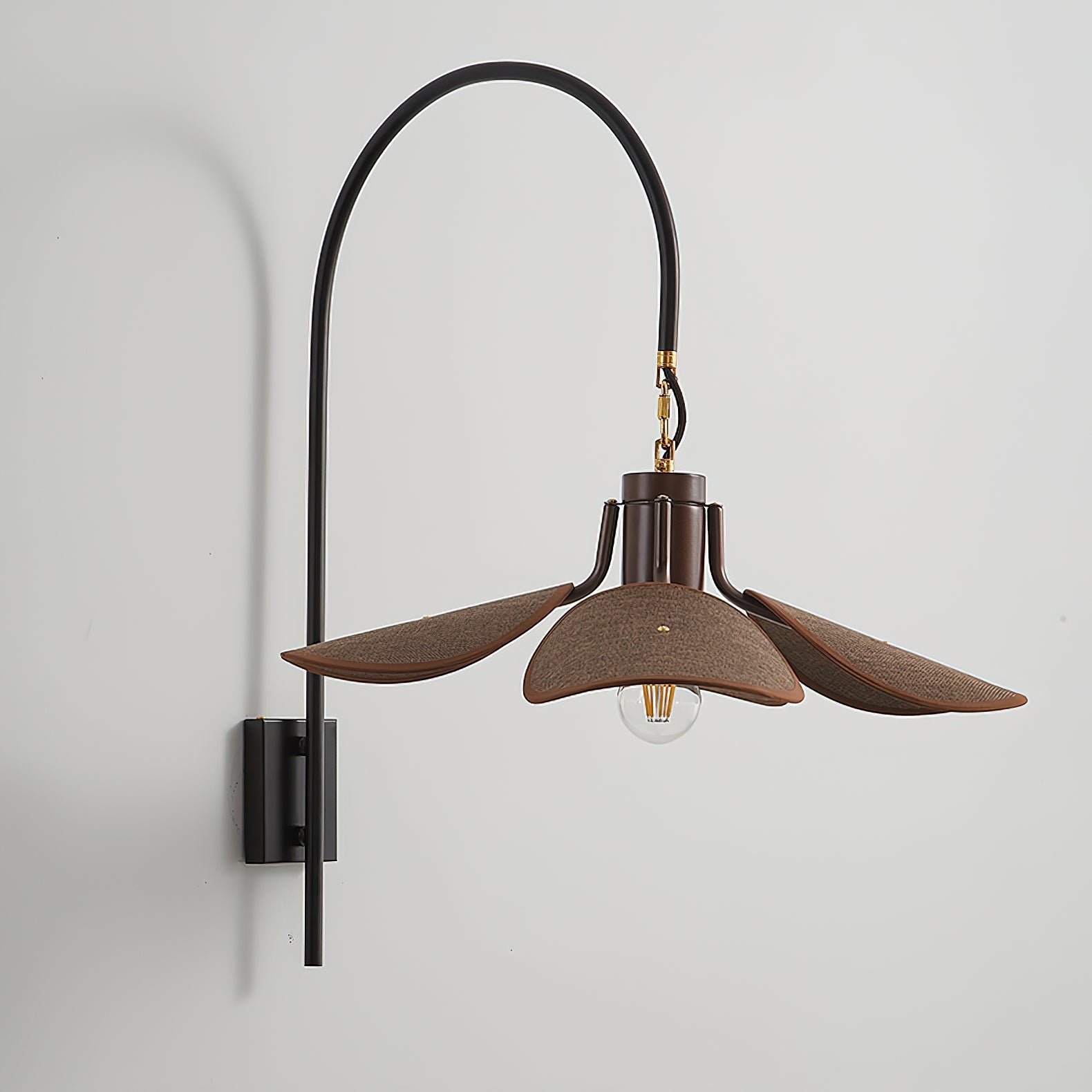 Petal Bloom Wall Lamp | Floral Linen & Wood Wall Light | E26/E27 Indoor Ambient Lighting | Decorative Bedroom & Living Room Fixture