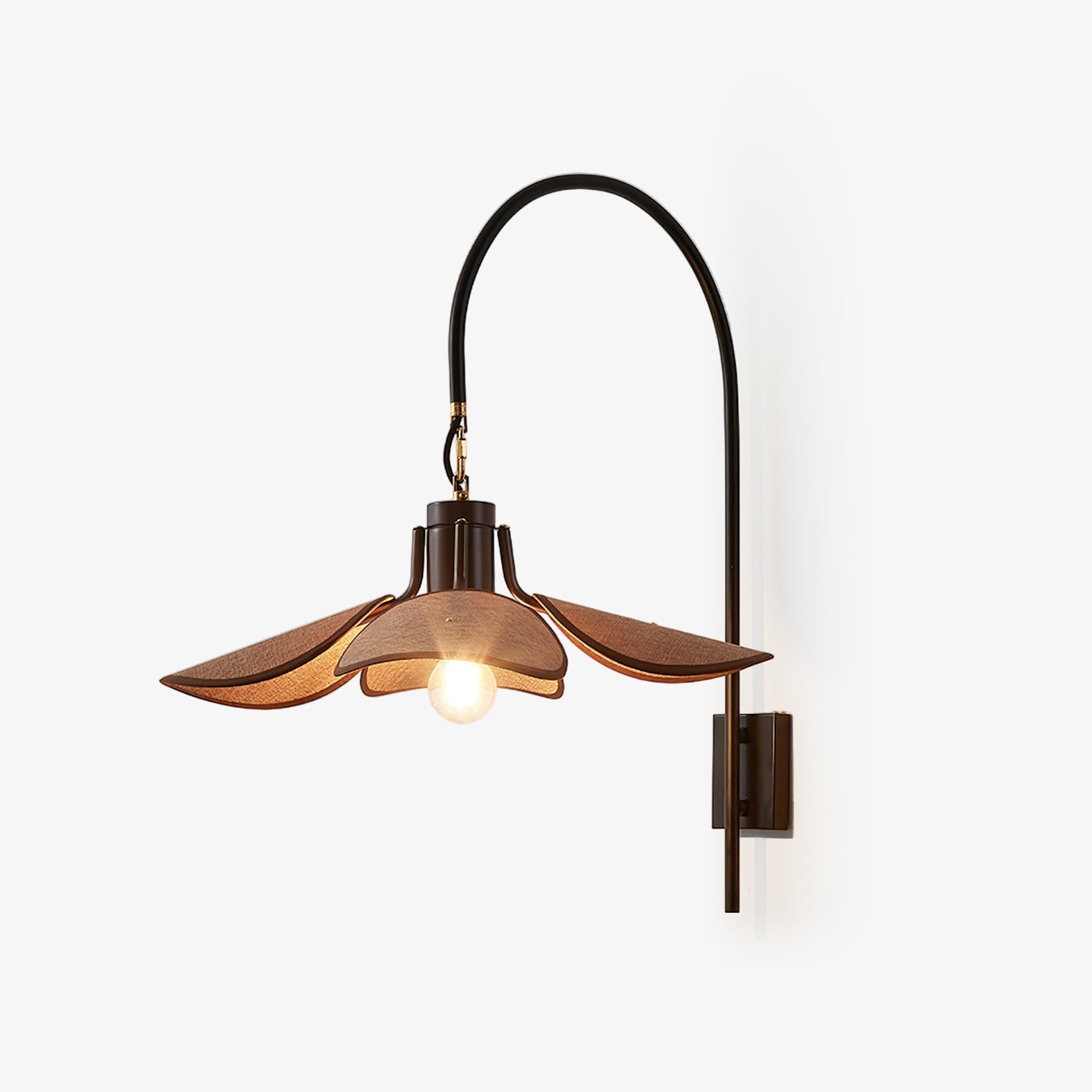 Petal Bloom Wall Lamp | Floral Linen & Wood Wall Light | E26/E27 Indoor Ambient Lighting | Decorative Bedroom & Living Room Fixture
