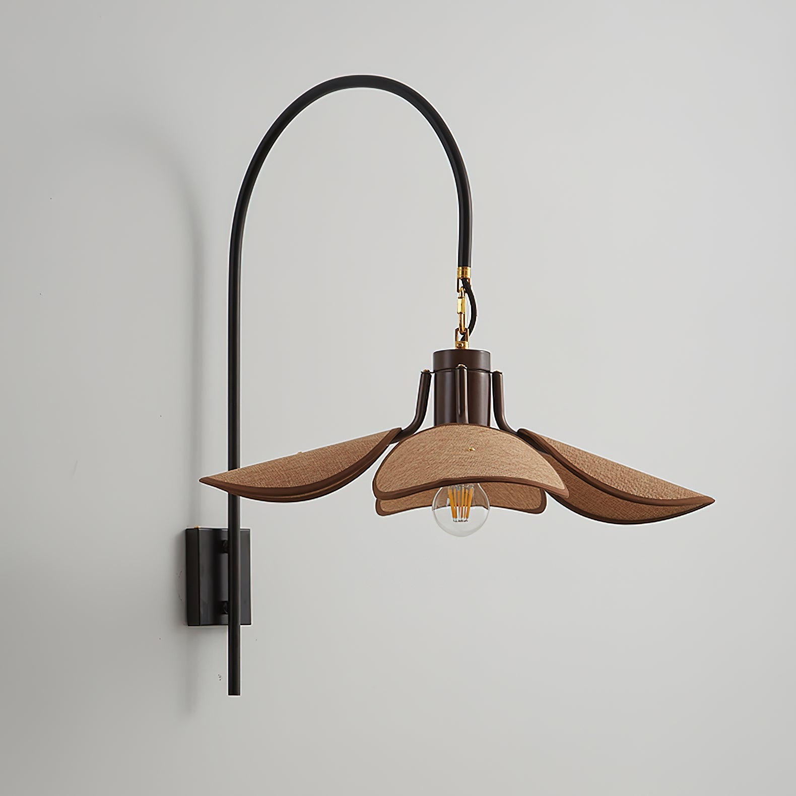 Petal Bloom Wall Lamp | Floral Linen & Wood Wall Light | E26/E27 Indoor Ambient Lighting | Decorative Bedroom & Living Room Fixture