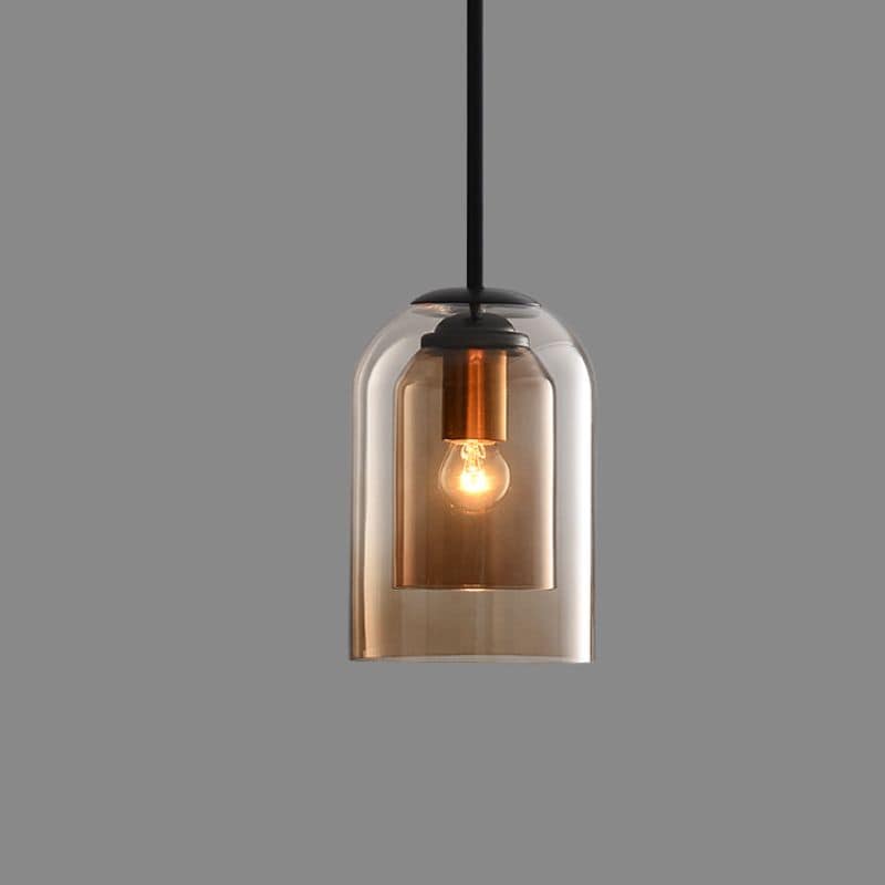 Mica Mid-Century Hanging Lamps with Double Glass