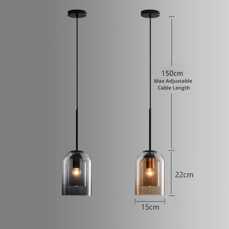 Mica Mid-Century Hanging Lamps with Double Glass