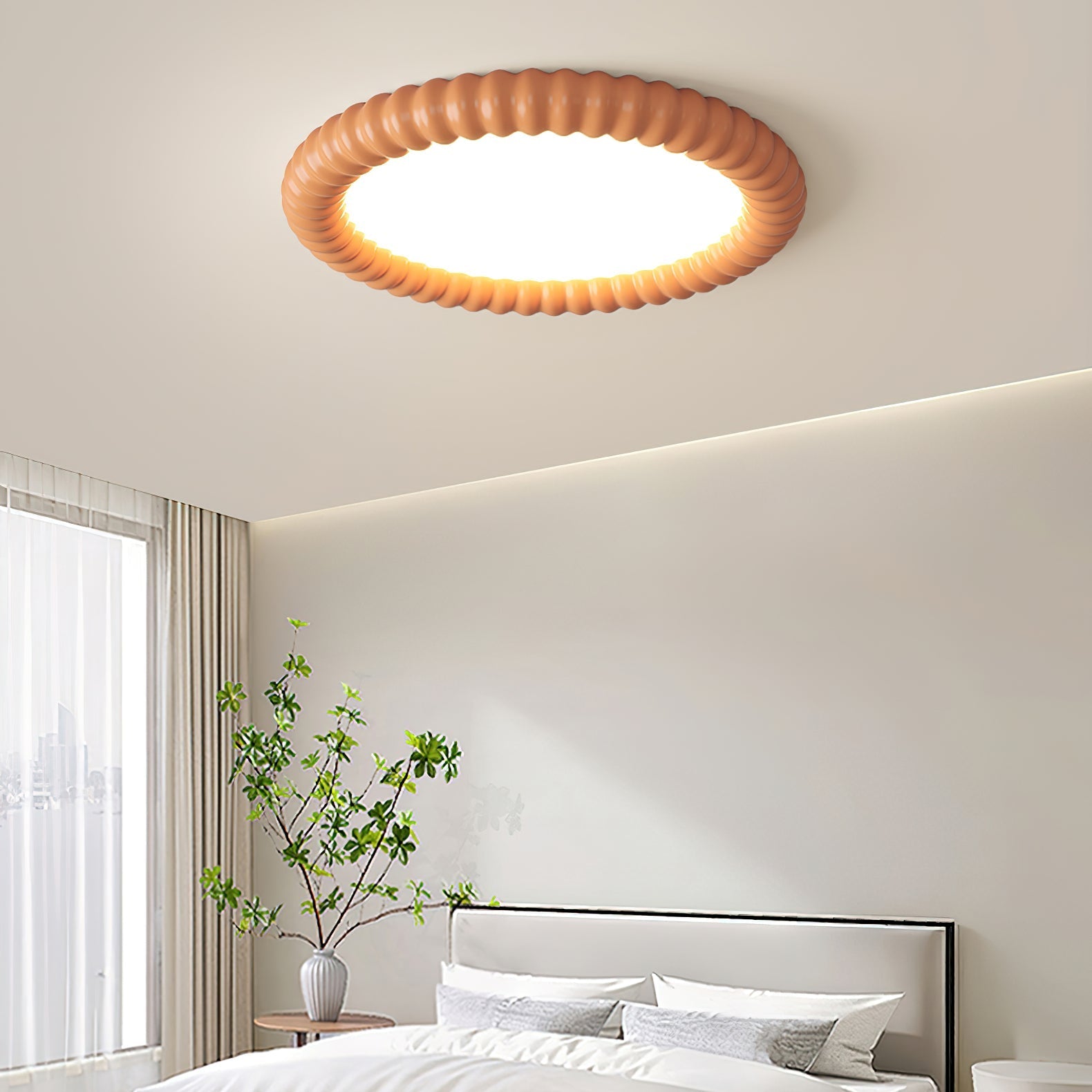 Ripple Halo Ceiling Lamp Modern LED Flush Mount Light | Adjustable Color Temperature | Minimalist Round Ceiling Fixture Bedroom Living Room