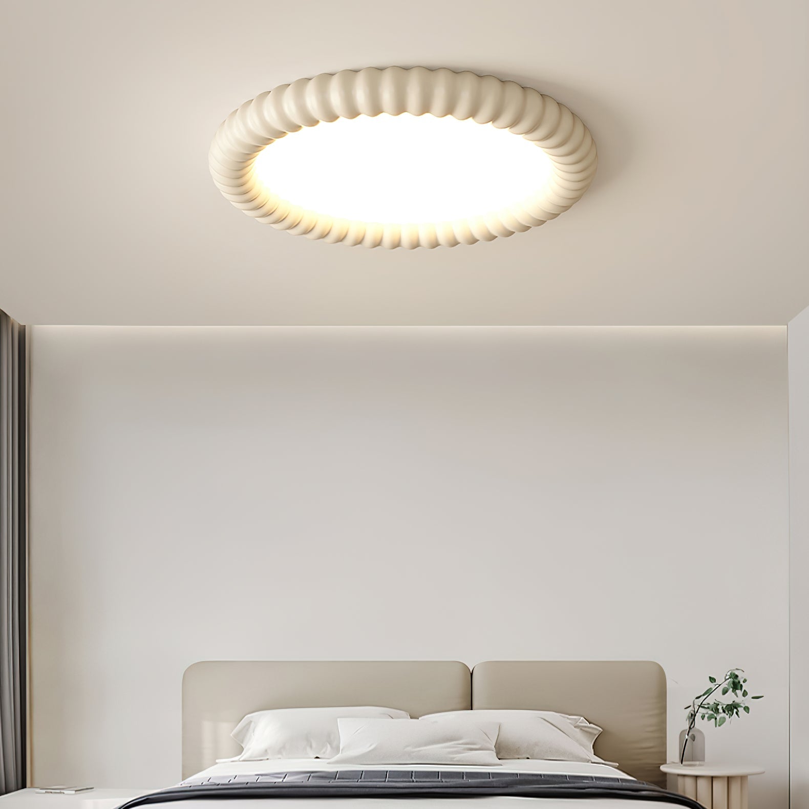 Ripple Halo Ceiling Lamp Modern LED Flush Mount Light | Adjustable Color Temperature | Minimalist Round Ceiling Fixture Bedroom Living Room