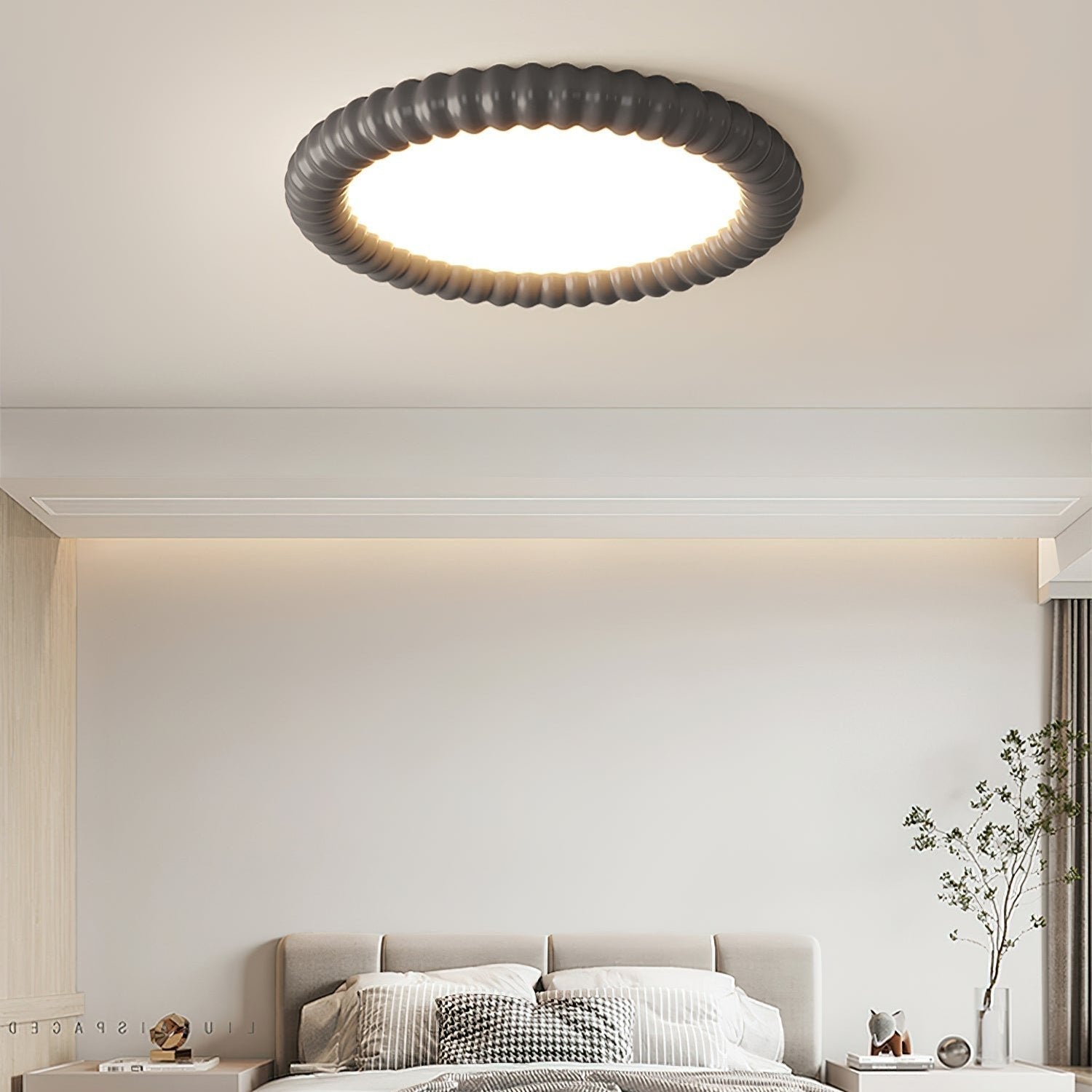 Ripple Halo Ceiling Lamp Modern LED Flush Mount Light | Adjustable Color Temperature | Minimalist Round Ceiling Fixture Bedroom Living Room
