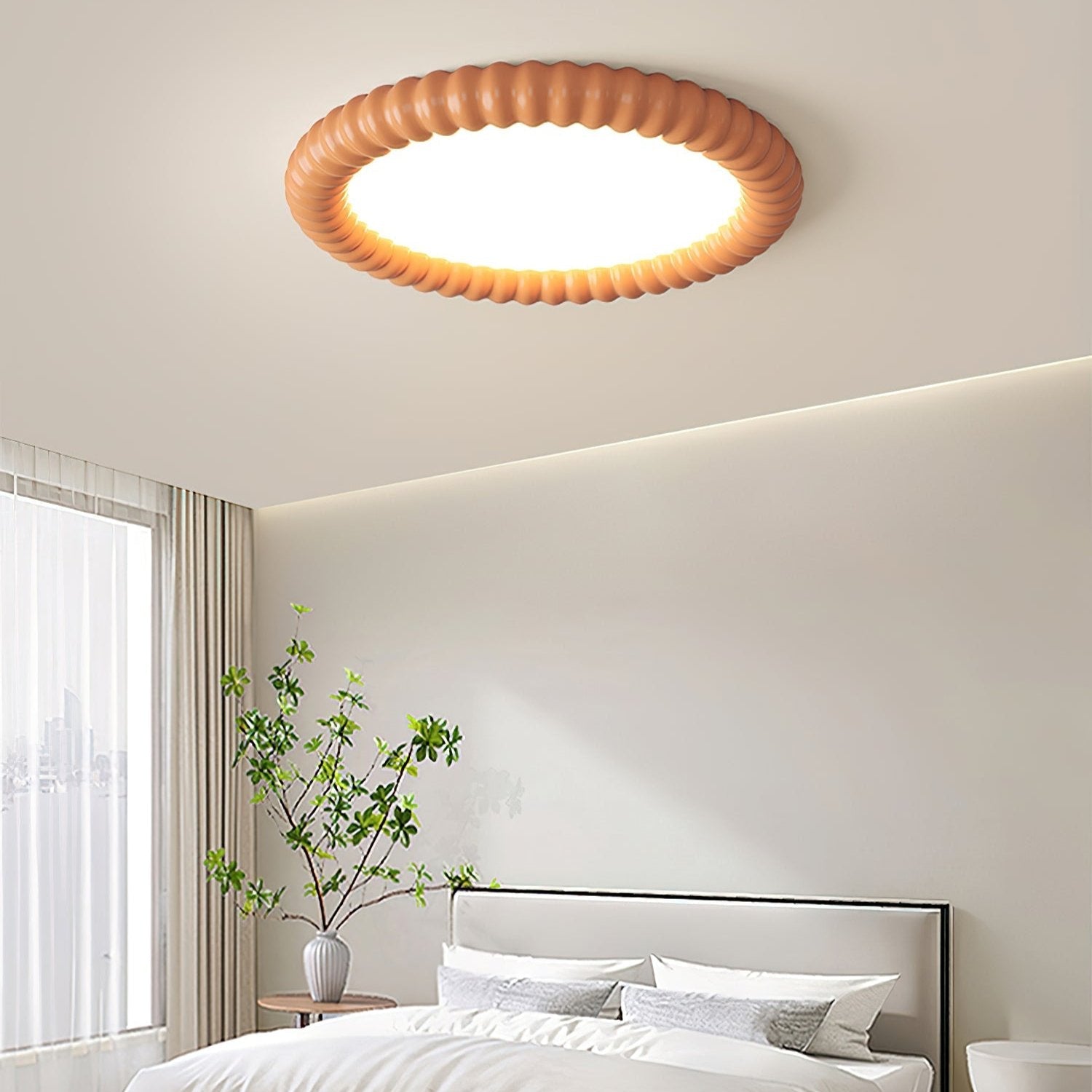Ripple Halo Ceiling Lamp Modern LED Flush Mount Light | Adjustable Color Temperature | Minimalist Round Ceiling Fixture Bedroom Living Room