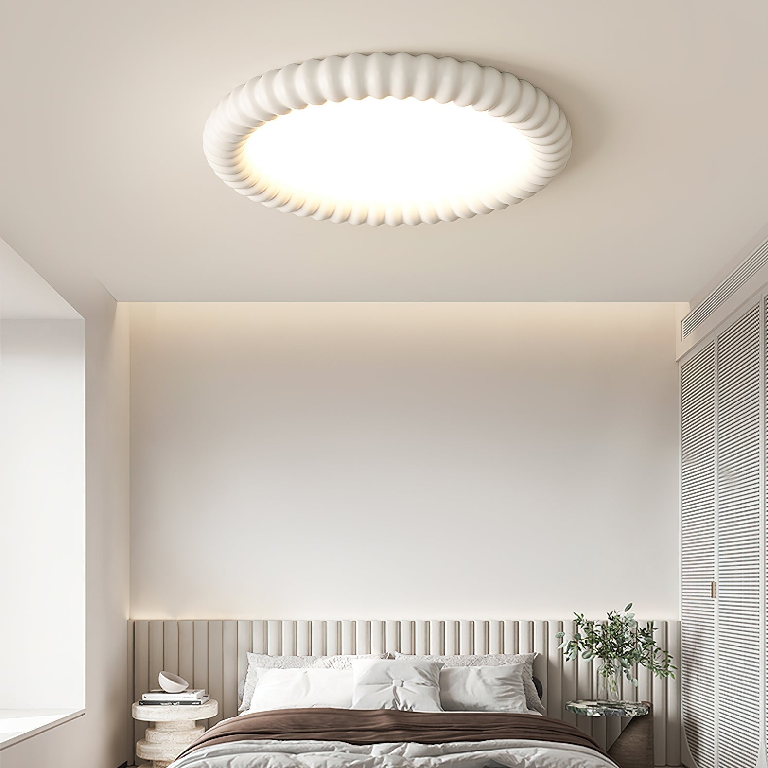 Ripple Halo Ceiling Lamp Modern LED Flush Mount Light | Adjustable Color Temperature | Minimalist Round Ceiling Fixture Bedroom Living Room