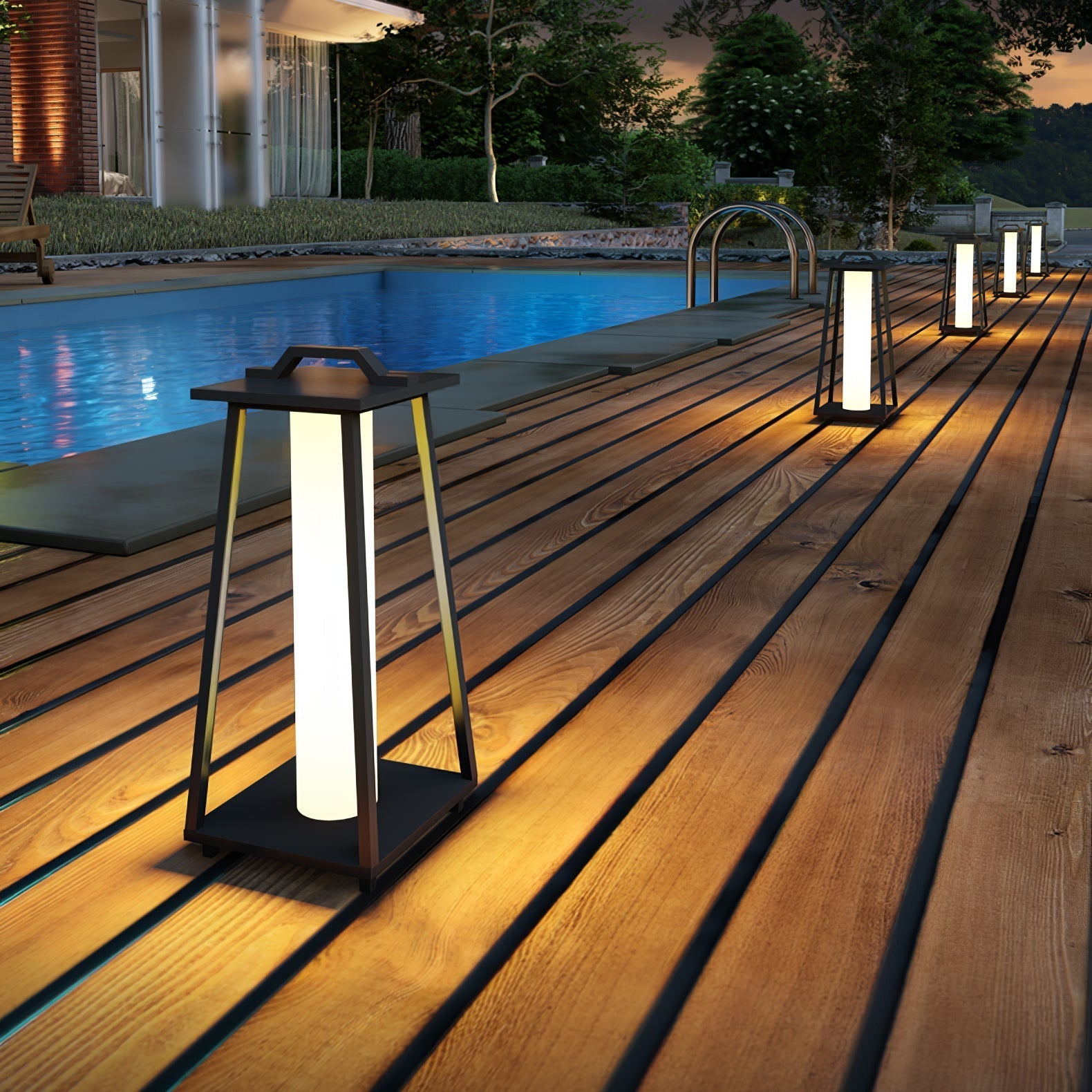 Portable Outdoor LED Lamp Stainless Steel Garden Light Roam | IP65 Weatherproof Handle Lantern | Patio Balcony Courtyard Lighting