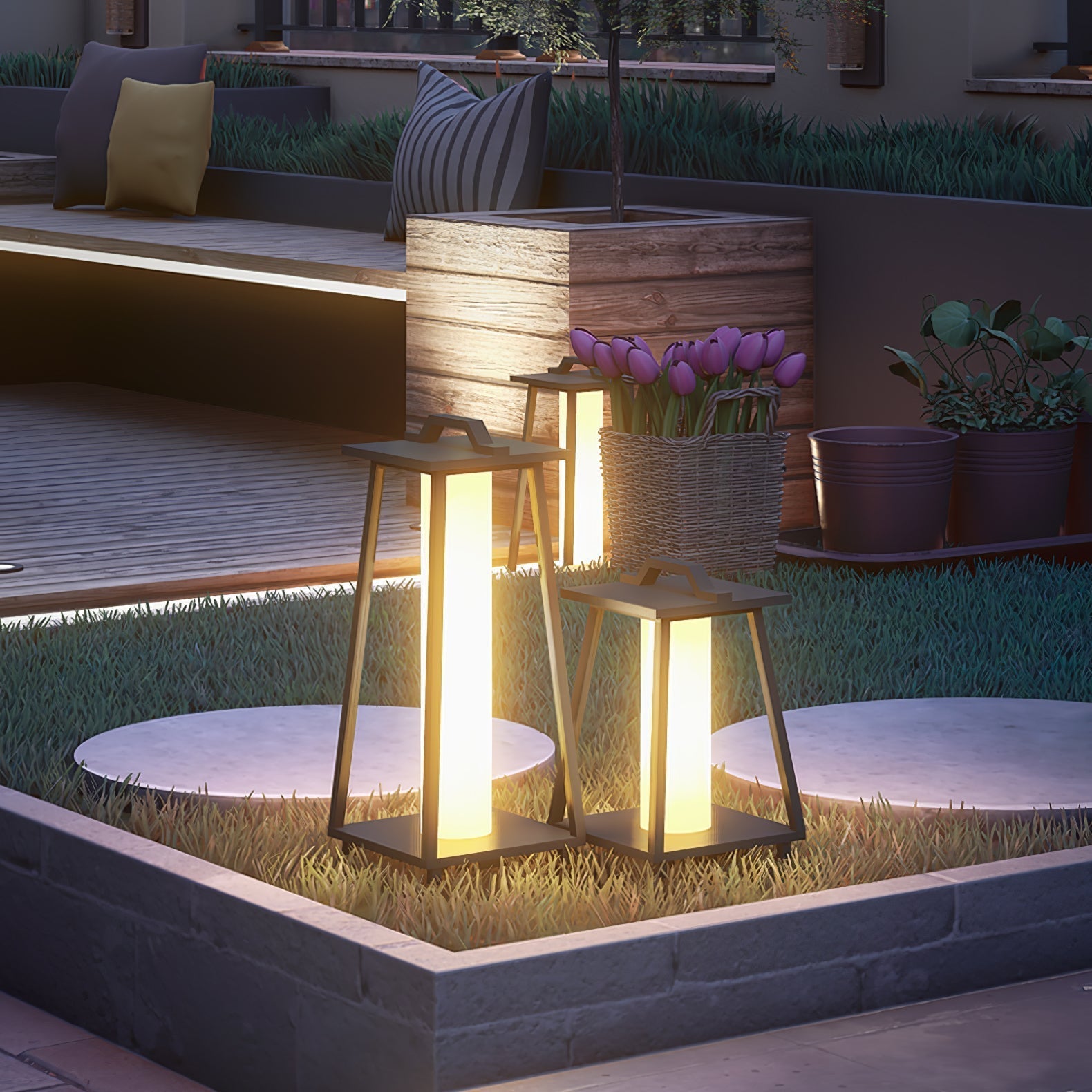 Portable Outdoor LED Lamp Stainless Steel Garden Light Roam | IP65 Weatherproof Handle Lantern | Patio Balcony Courtyard Lighting