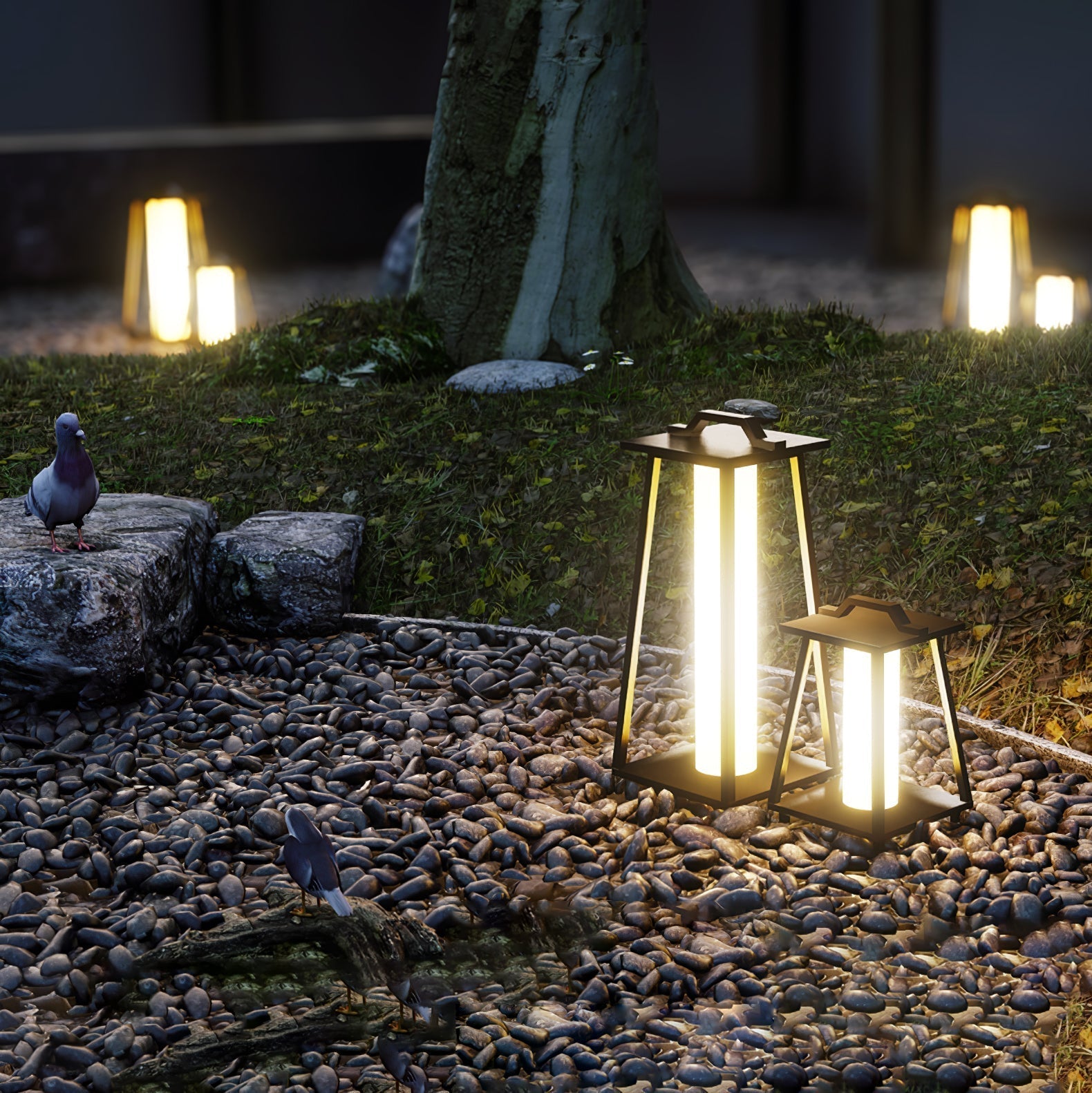 Portable Outdoor LED Lamp Stainless Steel Garden Light Roam | IP65 Weatherproof Handle Lantern | Patio Balcony Courtyard Lighting
