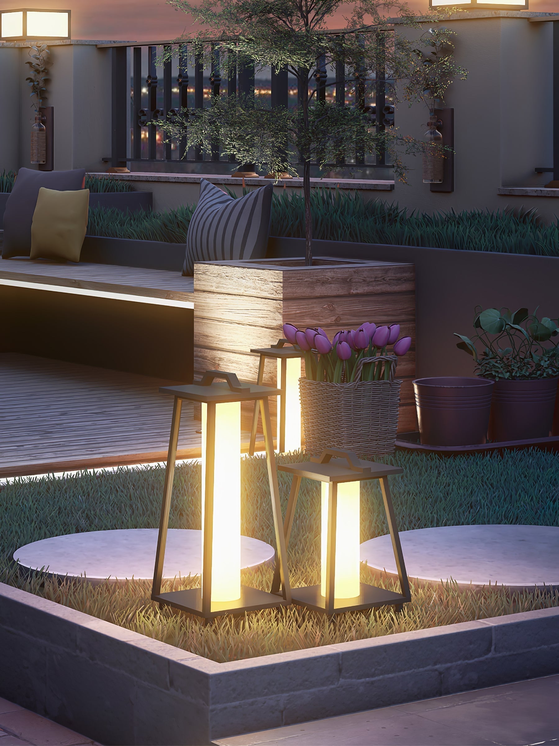 Portable Outdoor LED Lamp Stainless Steel Garden Light Roam | IP65 Weatherproof Handle Lantern | Patio Balcony Courtyard Lighting