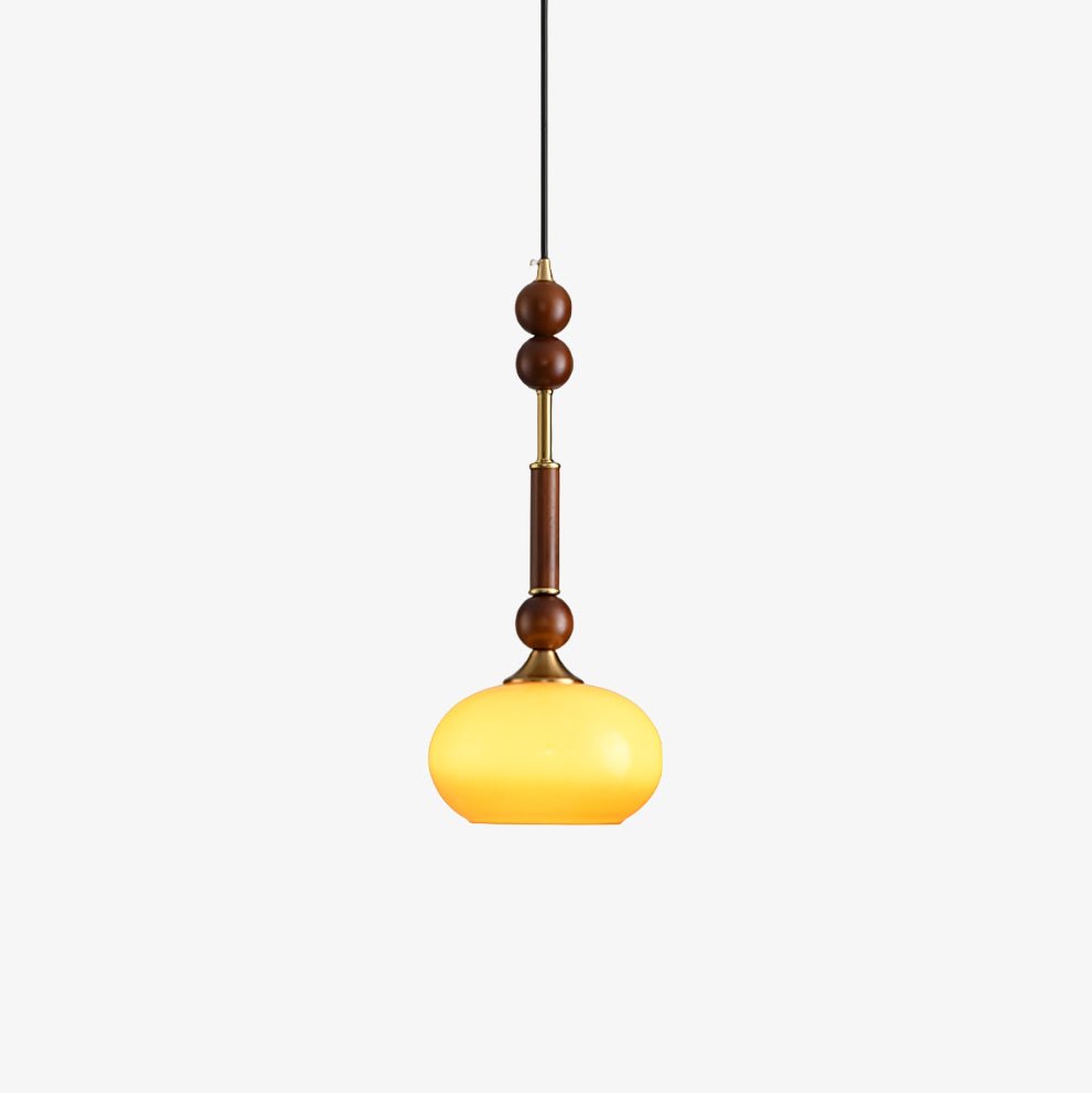 Roma Pendant Lamp Vintage European Ceiling Light | Wood Brass Glass Fabric Design | E26 E27 Compatible | Dining Living Room Lighting